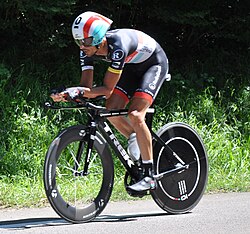 Andreas Klöden durante una contrarreloj del Tour de Francia 2012 con RadioShack