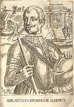 Ilustración de Gerónimo de Alderete, fundador de Villarrica.