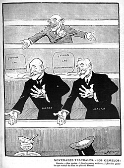 Caricatura de Segismundo Moret y Antonio Maura titulada Los gemelos