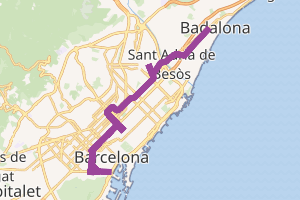 Mapa detallado del trazado de la Línea 2 del Metro de Barcelona