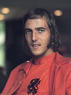 Johan Neeskens con la selección nacional de los Países Bajos en 1974