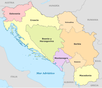 Mapa numerado de la República Federativa Socialista de Yugoslavia