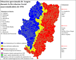 Mapa de la revolución social en Aragón