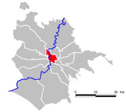 Mapa que muestra la ubicación del distrito en Roma