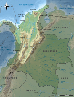 Mapa esquemático de la vertiente del Caribe en Colombia.
