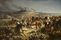 Pintura de Napoleón III en la batalla de Solferino