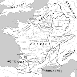 Mapa de la Galia en el año 58 a. C.