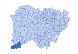 Mapa de ubicación de El Rebollar en la provincia de Salamanca