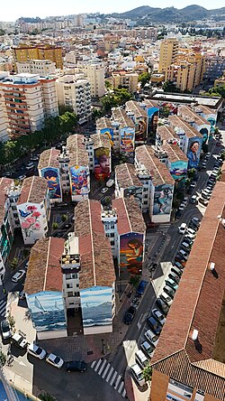 Imagen aérea de los murales del barrio de El Boquetillo
