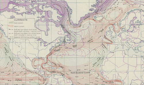 Mapa de la Corriente del Golfo