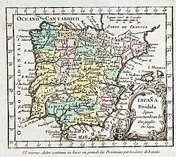 Mapa histórico de España dividido por Tomás López en 1757