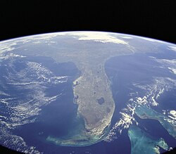 La península de la Florida vista geográficamente.
