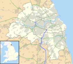 Mapa de localización en Tyne y Wear