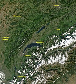 Imagen por satélite de los montes Jura.