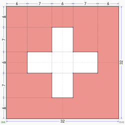 Hoja de construcción oficial de la bandera de Suiza