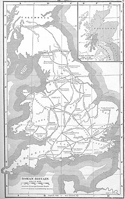 Principales asentamientos y calzadas de la Britania romana