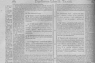 Fragmento de un Digesto del año 1593