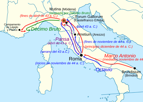 Mapa esquemático de los movimientos militares en la guerra de Módena