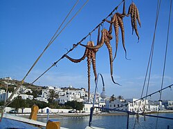 Pulpos puestos a secar en Mykonos