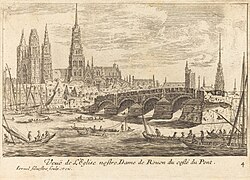 Representación de la Catedral de Ruan en 1664