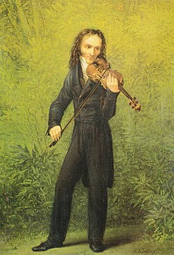 Paganini tocando en un registro agudo