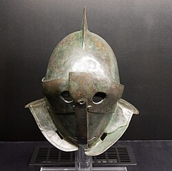 Casco de un secutor del siglo I d. C.