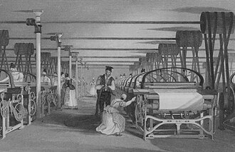 Un telero Roberts en un fábrica de tejidos el 1835