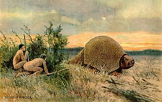 Paleoamericanos cazando un gliptodonte