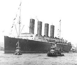 El RMS Lusitania navegando