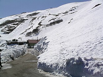 Pista de esquí nevada en el macizo del Gennargentu