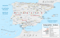 Mapa histórico de Iberia según las descripciones de Estrabón