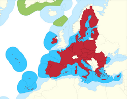 Mapa de la Zona Económica Exclusiva de la Unión Europea