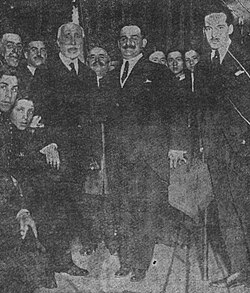 Fotografía de Antonio Maura y Antonio Goicoechea en un acto maurista de 1917
