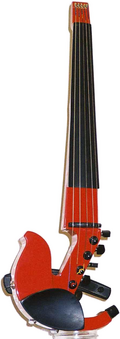 Diseño contemporáneo de un violín eléctrico de cinco cuerdas.
