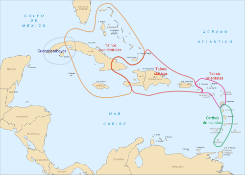 Mapa de los pueblos caribes de las islas