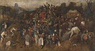 Vista general de la sarga El vino de la fiesta de san Martín de Pieter Brueghel el Viejo