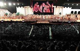 Representación de la vida de Jesús en un servicio de la Iglesia en São José dos Campos, Brasil