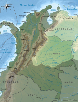 Esquema geográfico de la vertiente de la Orinoquía.