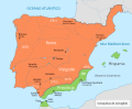 Mapa de la península ibérica en el año 586