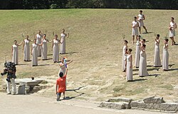 Ceremonia de encendido de la antorcha olímpica.