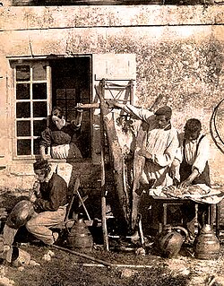 Cerdo siendo preparado en Francia a mediados del siglo XIX