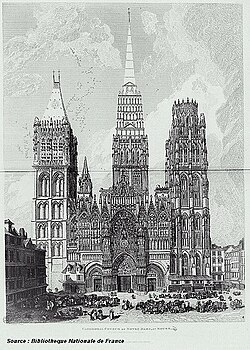 Representación histórica de la Catedral de Ruan en 1822