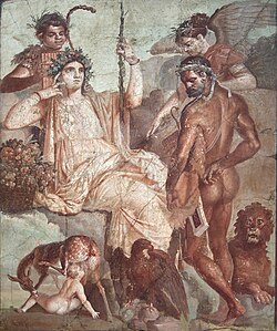 Fresco de Hércules y su hijo Télefo