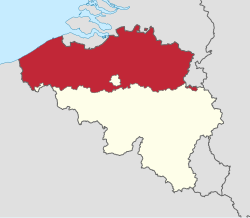 Mapa de ubicación de la Región Flamenca en Bélgica
