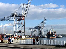 Terminal de contenedores operando en el puerto de El Havre