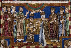 Representación de Enrique el León coronado como duque de Sajonia