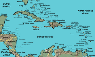 Mapa general de las Antillas