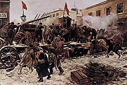 Representación visual de los enfrentamientos armados en Moscú en 1905
