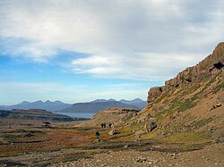 Paisaje costero de Port Couvreux en las islas Kerguelen