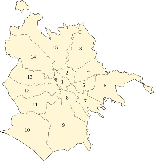 Subdivisión en municipios del municipio de Roma Capitale.